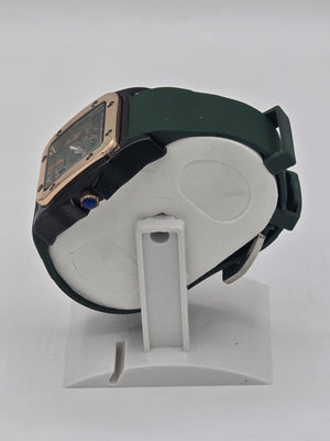 CARTIER ELITE SQUARE RUBBER STRAP WATCH