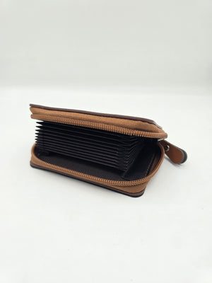 Zippered Brown Leather Men's Wallet